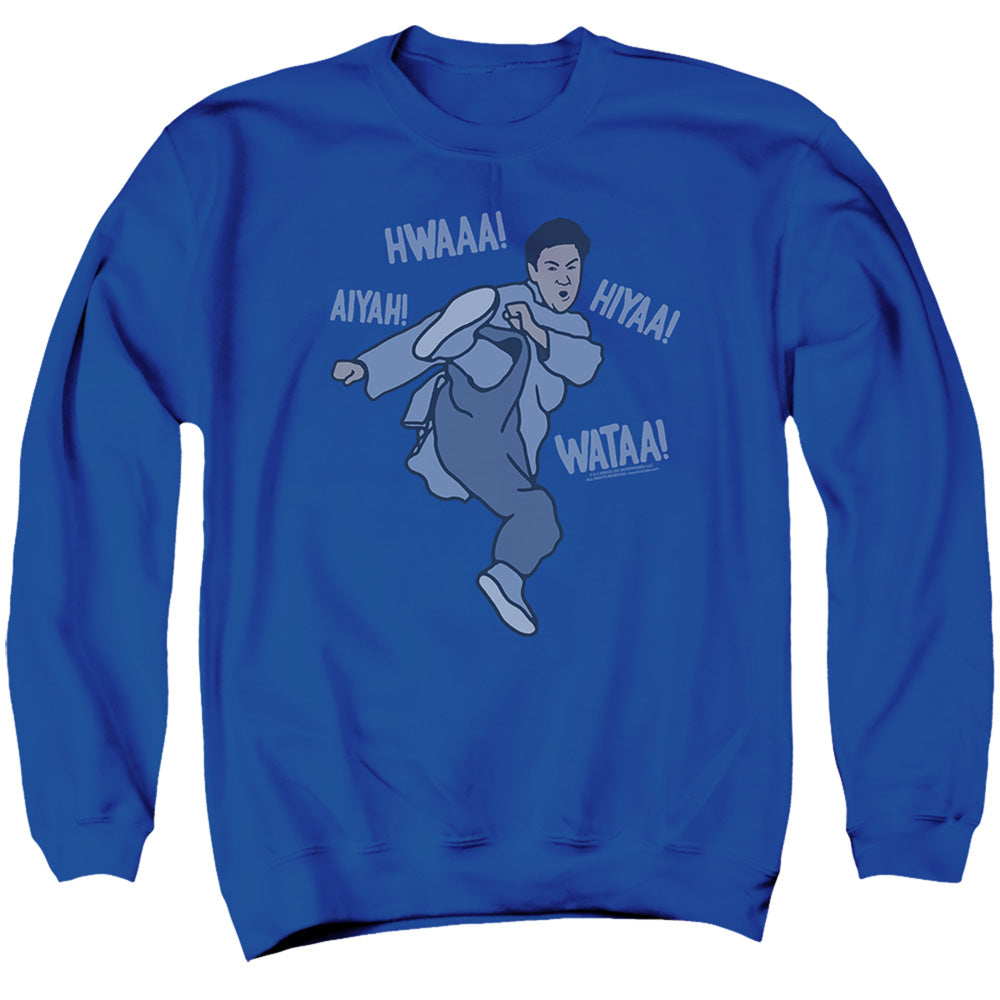 AN OFFCIALLY LICENSED BRUCE LEE THE HIYA! ADULT UNISEX CREWNECK SWEATSHIRT ROYAL