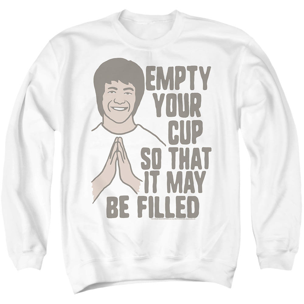 AN OFFCIALLY LICENSED BRUCE LEE THE OPEN MINDED ADULT UNISEX CREWNECK SWEATSHIRT WHITE