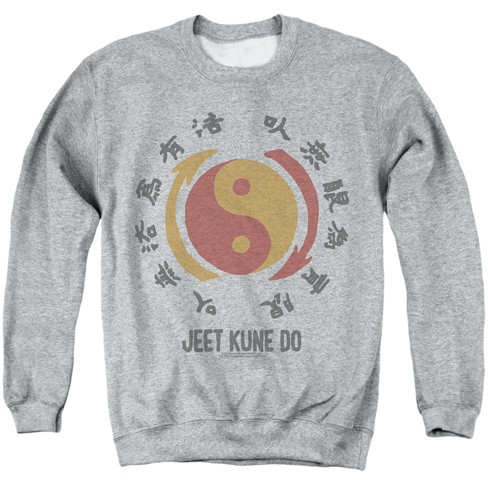 AN OFFCIALLY LICENSED BRUCE LEE THE YIN & YANG ADULT UNISEX CREWNECK SWEATSHIRT ATHLETIC HEATHER