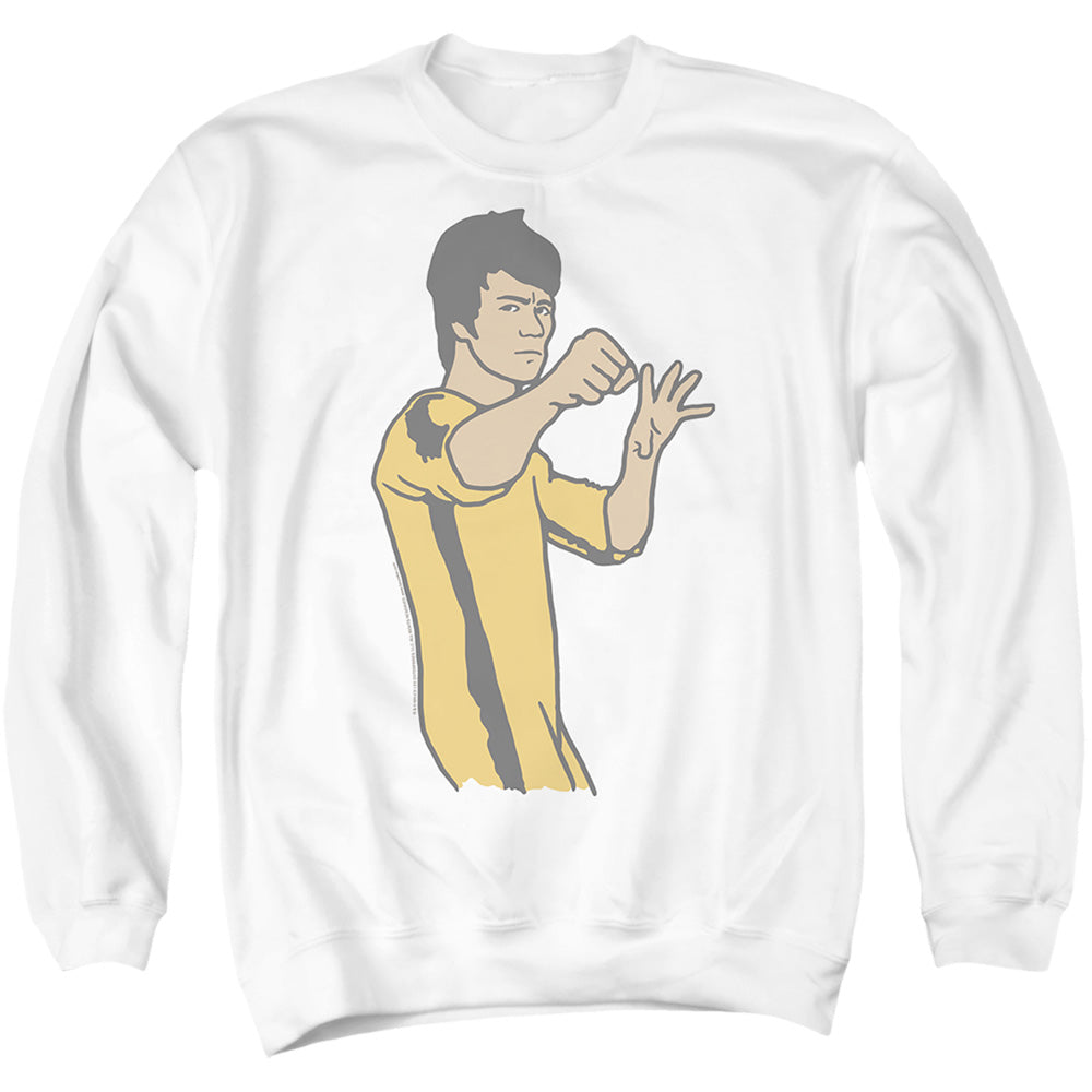 AN OFFCIALLY LICENSED BRUCE LEE THE ON GUARD ADULT UNISEX CREWNECK SWEATSHIRT WHITE