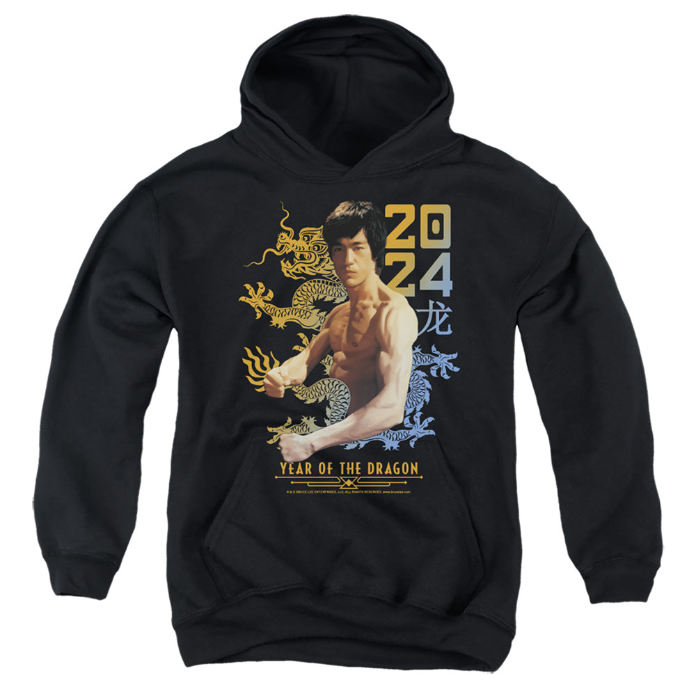 AN OFFCIALLY LICENSED BRUCE LEE TWO TONE YEAR OF THE DRAGON YOUTH HOODIE BLACK