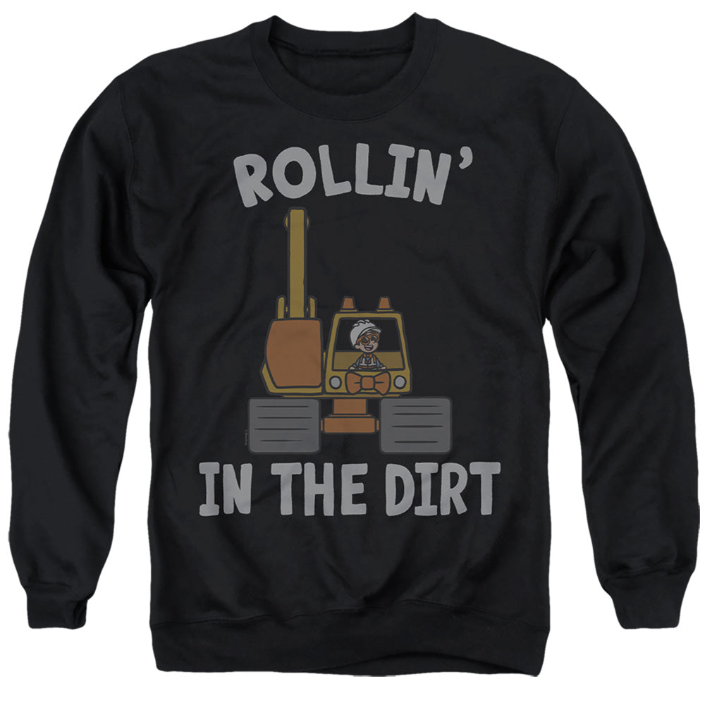 AN OFFCIALLY LICENSED BLIPPI ROLLIN' IN THE DIRT ADULT UNISEX CREWNECK SWEATSHIRT BLACK