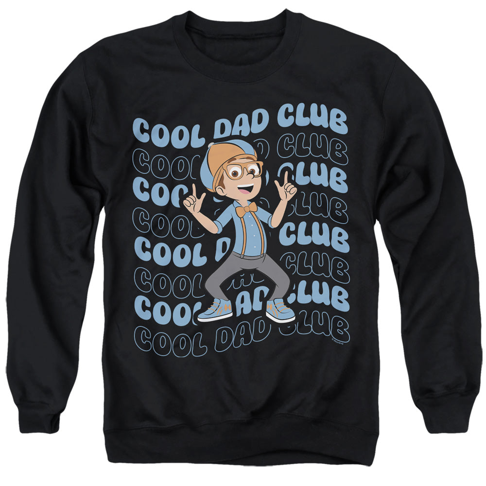 AN OFFCIALLY LICENSED BLIPPI COOL DAD CLUB ADULT UNISEX CREWNECK SWEATSHIRT BLACK