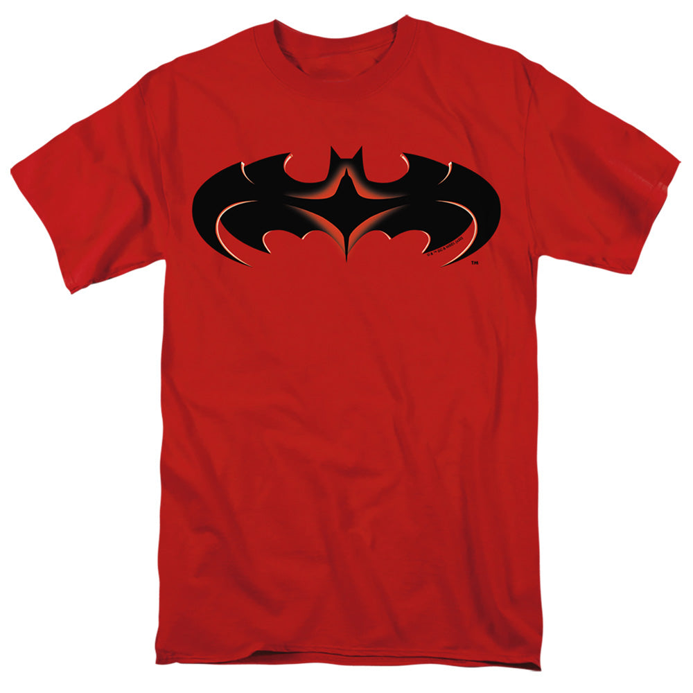 AN OFFCIALLY LICENSED BATMAN SYMBOLS TOGETHER MEN'S REGULAR FIT T-SHIRT RED