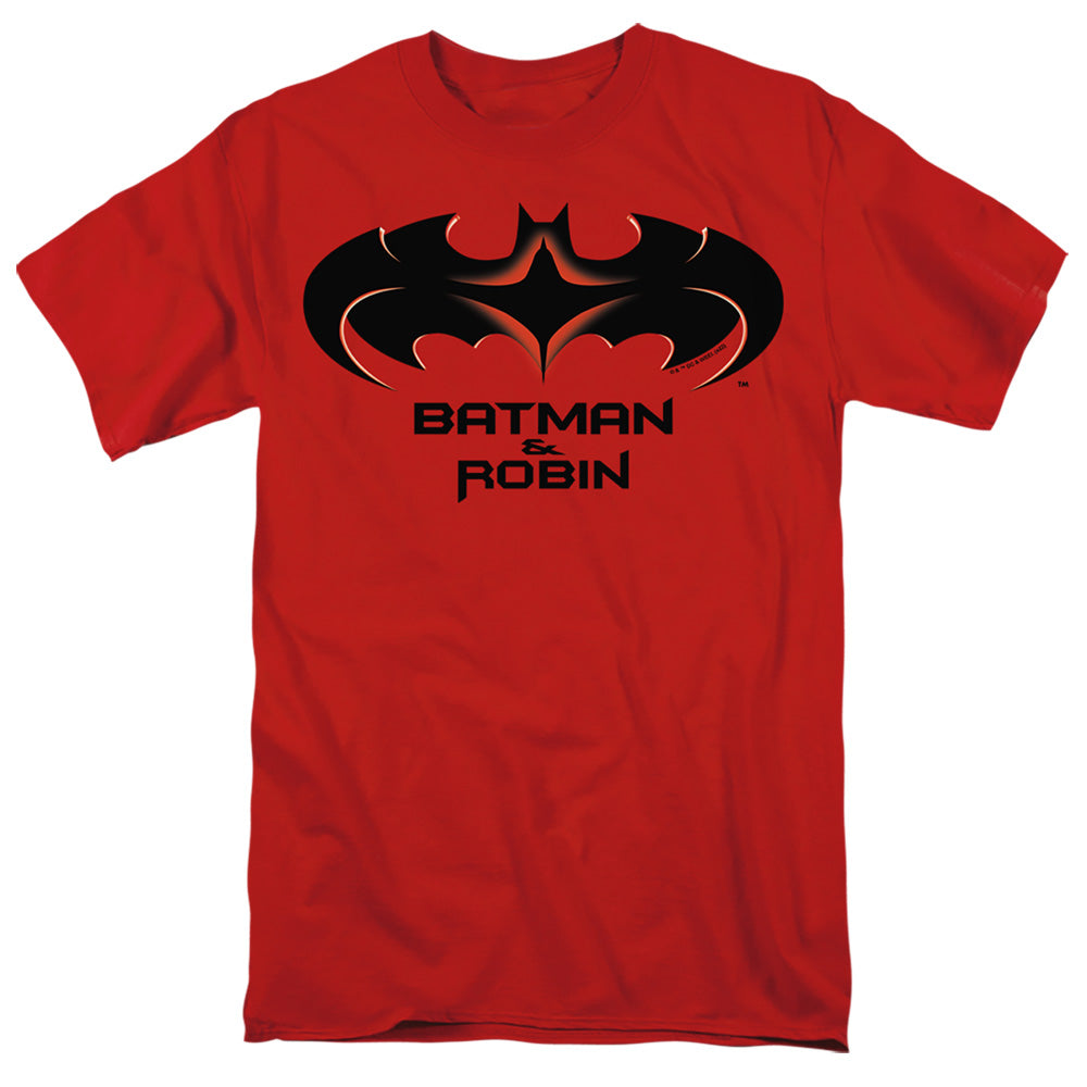 AN OFFCIALLY LICENSED BATMAN LOGO AND SYMBOL MEN'S REGULAR FIT T-SHIRT RED
