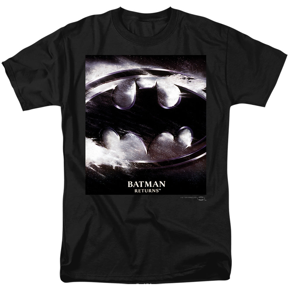 AN OFFCIALLY LICENSED BATMAN RETURNS SNOW SYMBOL POSTER MEN'S REGULAR FIT T-SHIRT BLACK