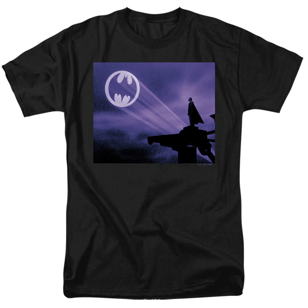 AN OFFCIALLY LICENSED BATMAN (1989) BAT SIGNAL MEN'S REGULAR FIT T-SHIRT BLACK