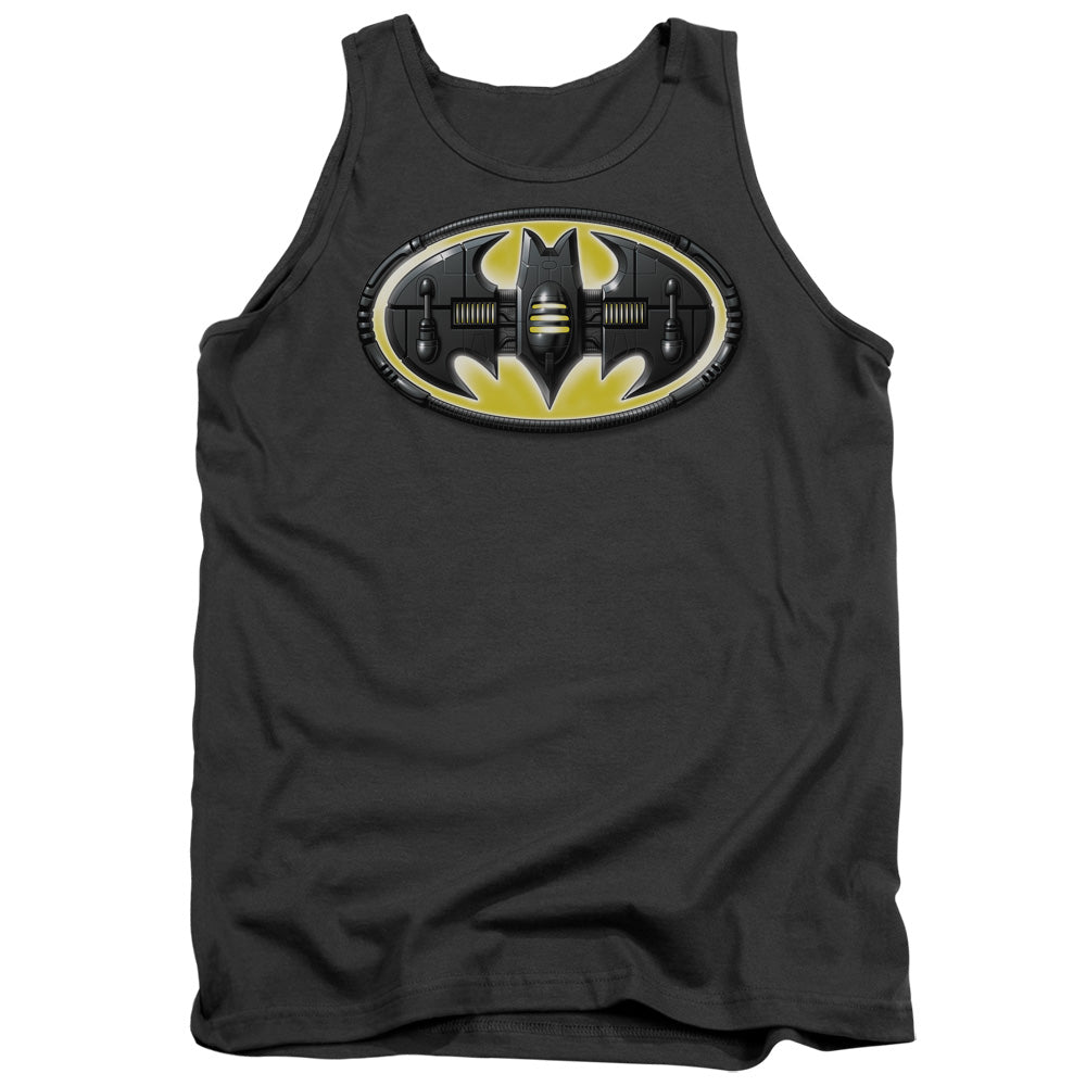 AN OFFCIALLY LICENSED BATMAN BAT MECH LOGO ADULT UNISEX TANK TOP CHARCOAL