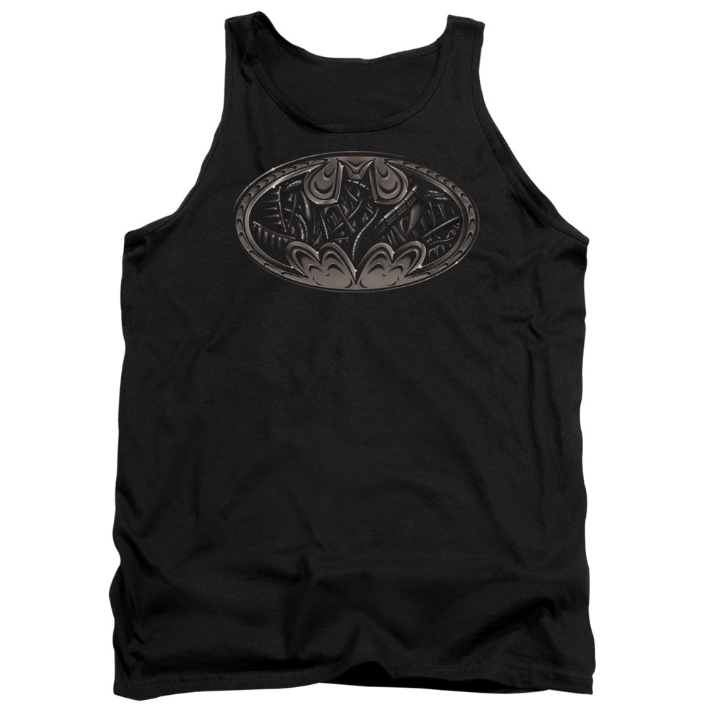 AN OFFCIALLY LICENSED BATMAN BIO MECH BAT SHIELD ADULT UNISEX TANK TOP BLACK