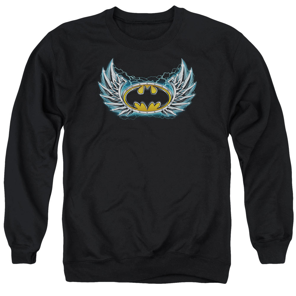 AN OFFCIALLY LICENSED BATMAN STEEL WINGS LOGO ADULT UNISEX CREWNECK SWEATSHIRT BLACK