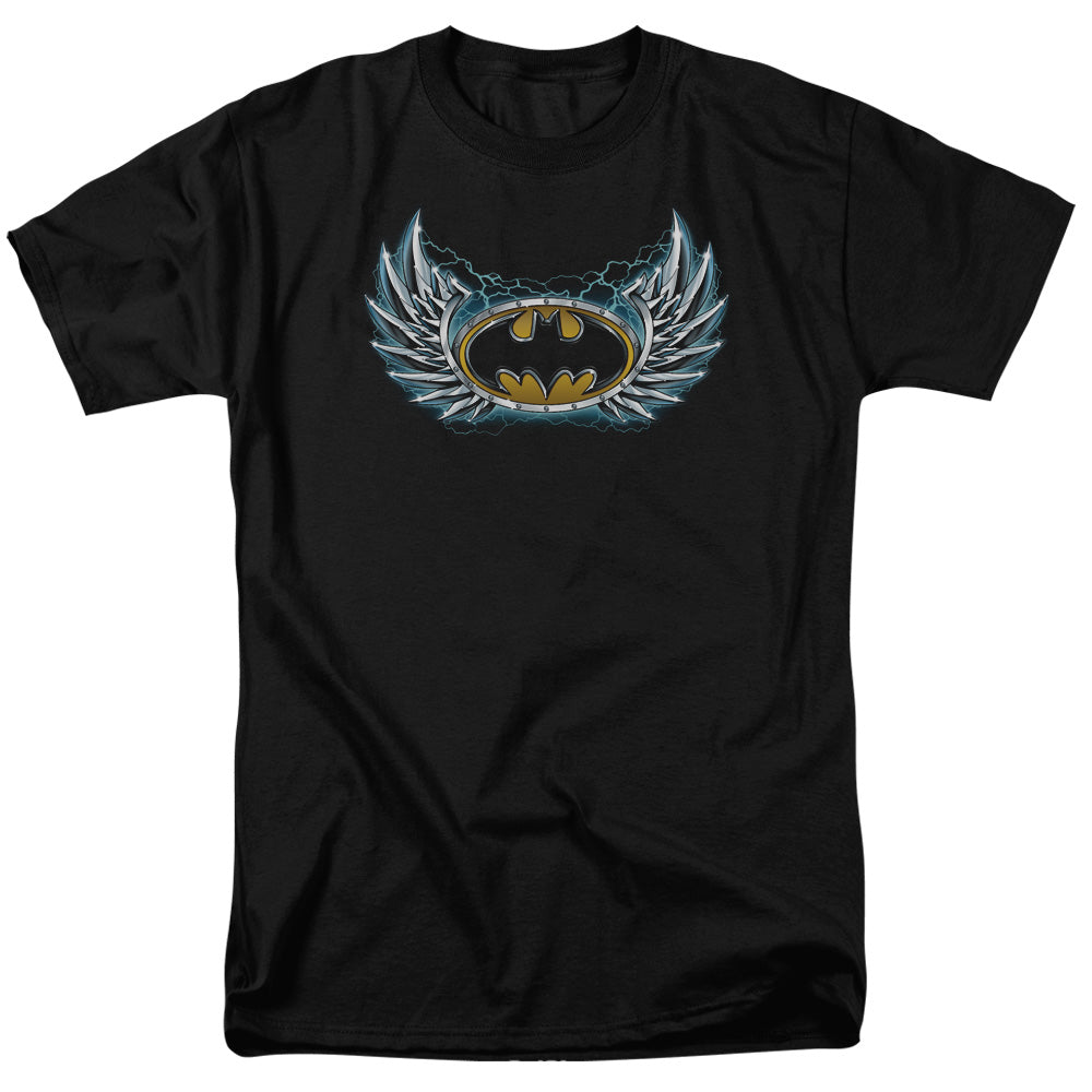 AN OFFCIALLY LICENSED BATMAN STEEL WINGS LOGO MEN'S REGULAR FIT T-SHIRT BLACK