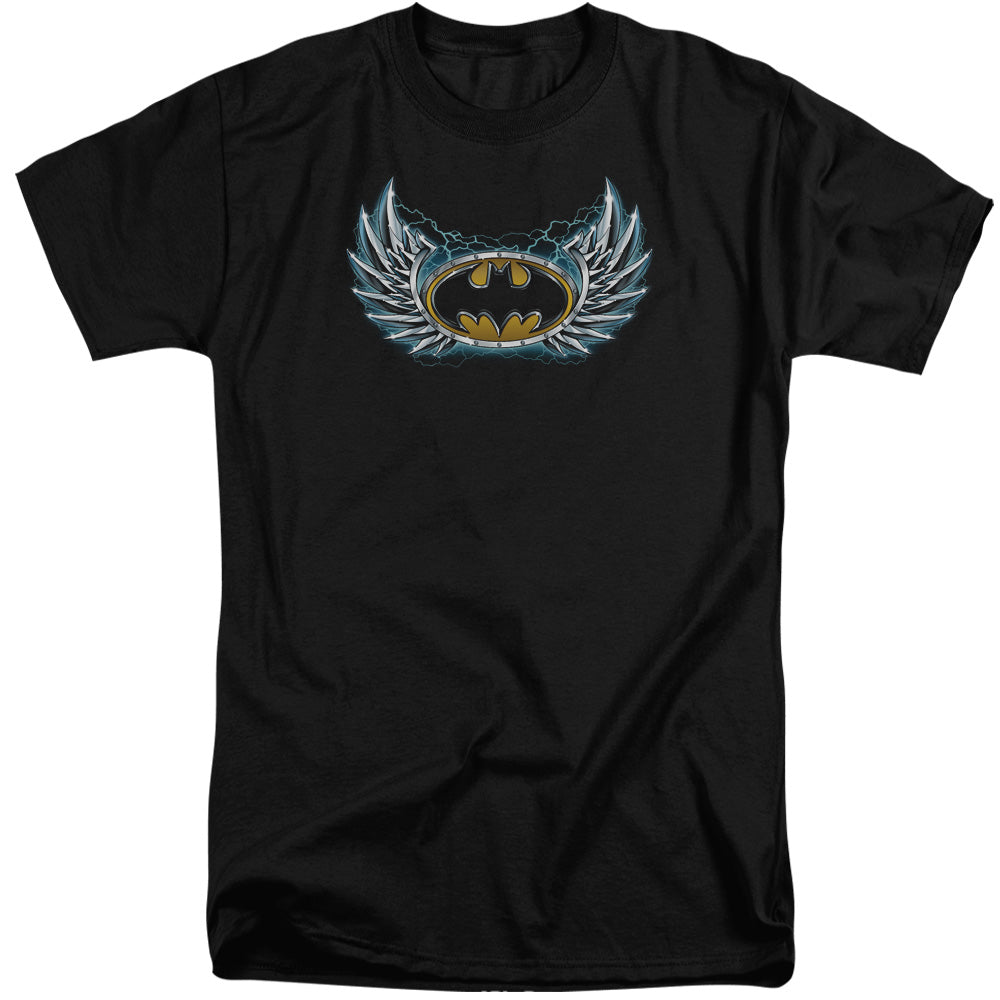 AN OFFCIALLY LICENSED BATMAN STEEL WINGS LOGO MEN'S TALL FIT T-SHIRT BLACK