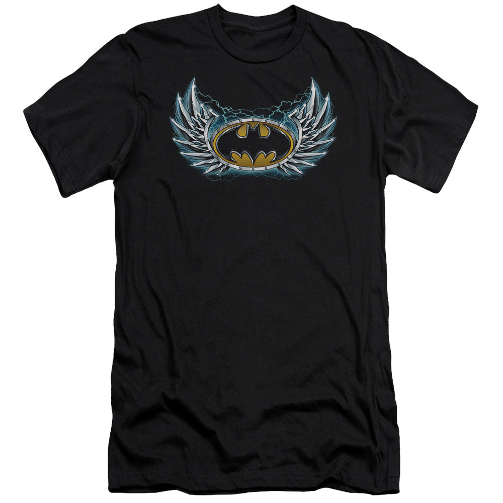 AN OFFCIALLY LICENSED BATMAN STEEL WINGS LOGO MEN'S PREMIUM SLIM FIT T-SHIRT BLACK