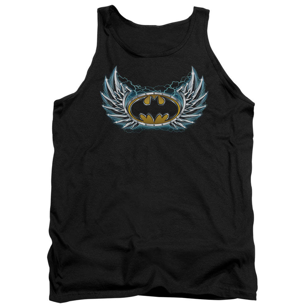 AN OFFCIALLY LICENSED BATMAN STEEL WINGS LOGO ADULT UNISEX TANK TOP BLACK