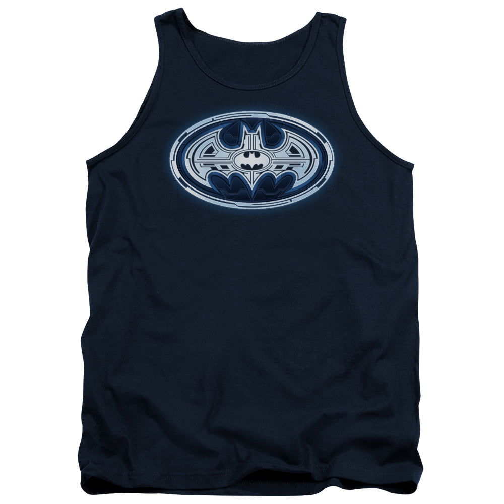 AN OFFCIALLY LICENSED BATMAN CYBER BAT SHIELD ADULT UNISEX TANK TOP NAVY