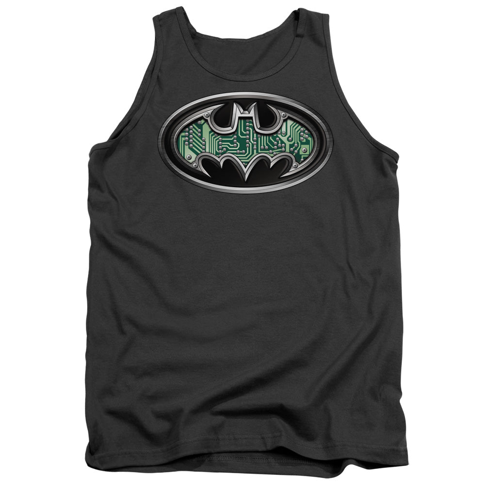 AN OFFCIALLY LICENSED BATMAN CIRCUITRY SHIELD ADULT UNISEX TANK TOP CHARCOAL