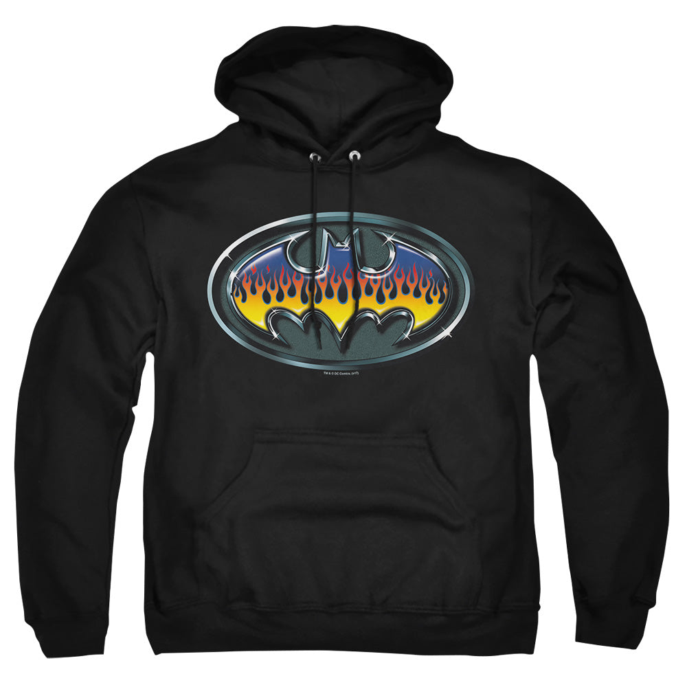 AN OFFCIALLY LICENSED BATMAN HOT ROD SHIELD ADULT UNISEX PULLOVER HOODIE BLACK