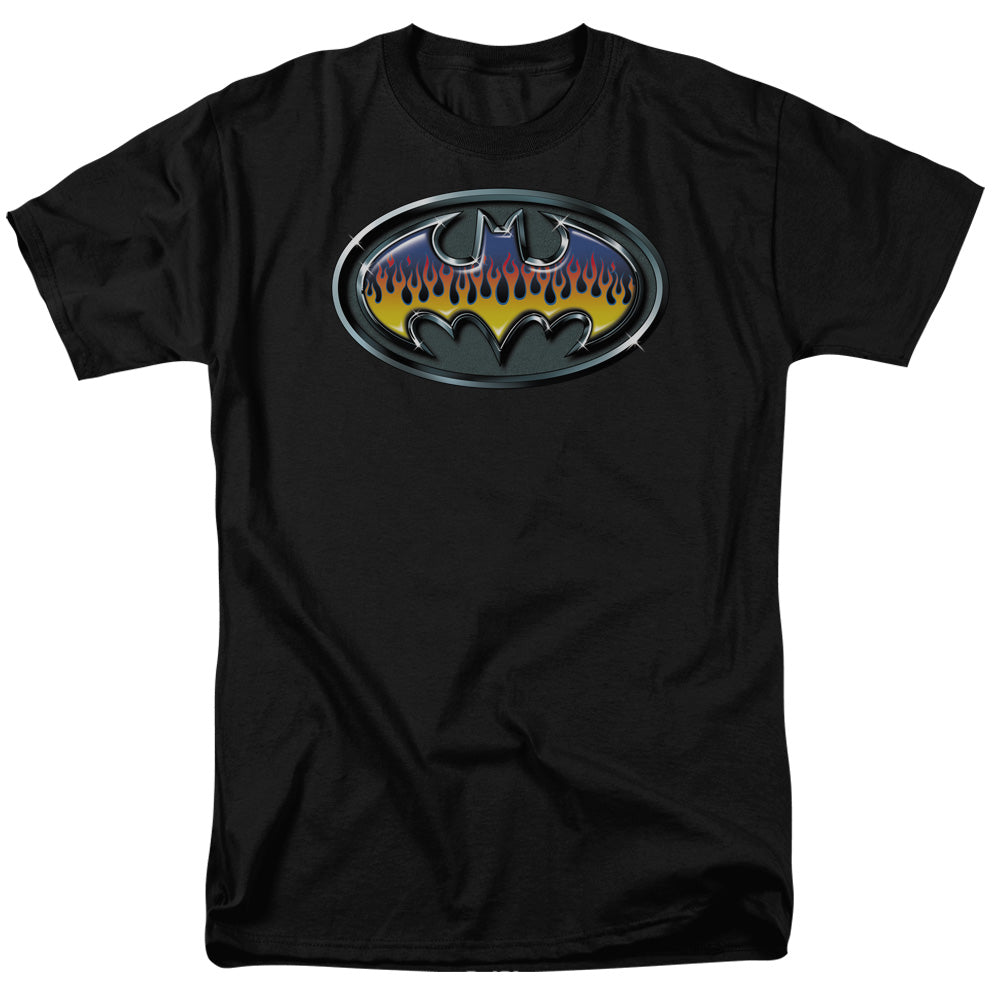 AN OFFCIALLY LICENSED BATMAN HOT ROD SHIELD MEN'S REGULAR FIT T-SHIRT BLACK