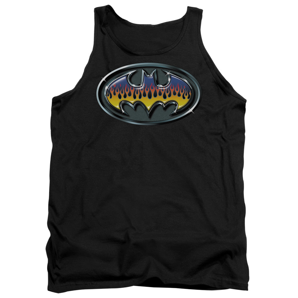 AN OFFCIALLY LICENSED BATMAN HOT ROD SHIELD ADULT UNISEX TANK TOP BLACK