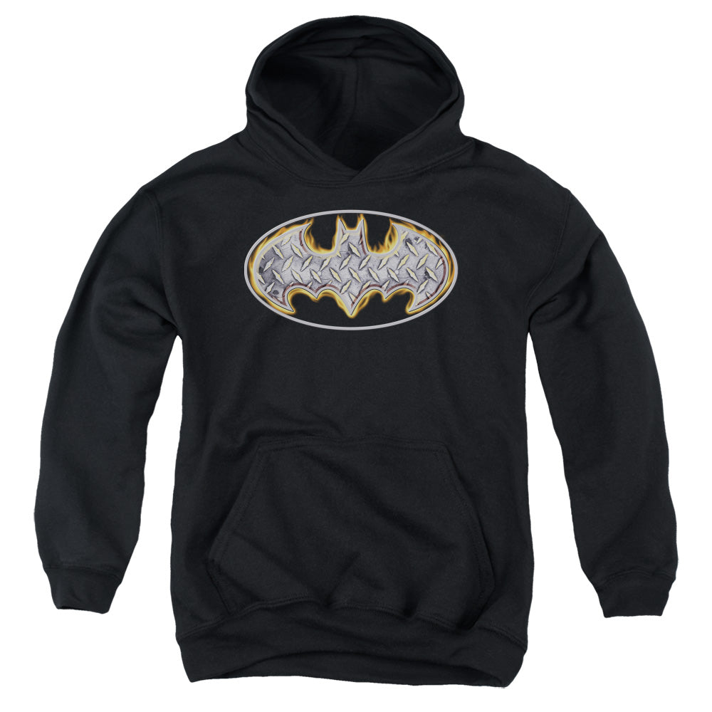 AN OFFCIALLY LICENSED BATMAN STEEL FIRE SHIELD YOUTH HOODIE BLACK