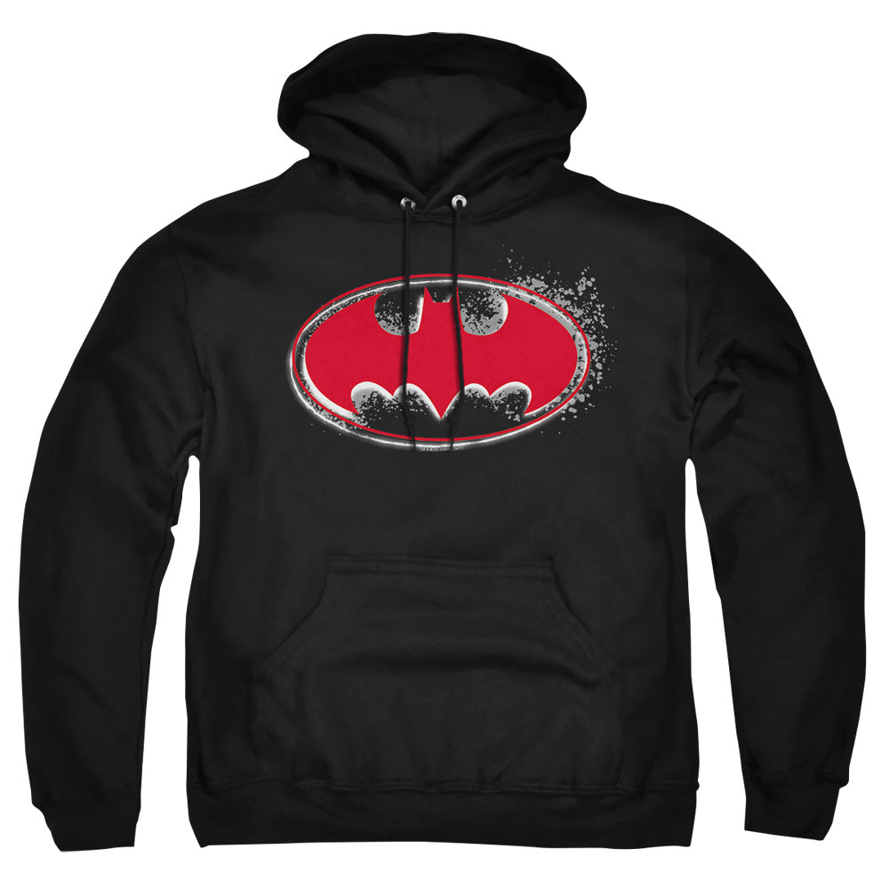 AN OFFCIALLY LICENSED BATMAN HARDCORE NOIR BAT LOGO ADULT UNISEX PULLOVER HOODIE BLACK