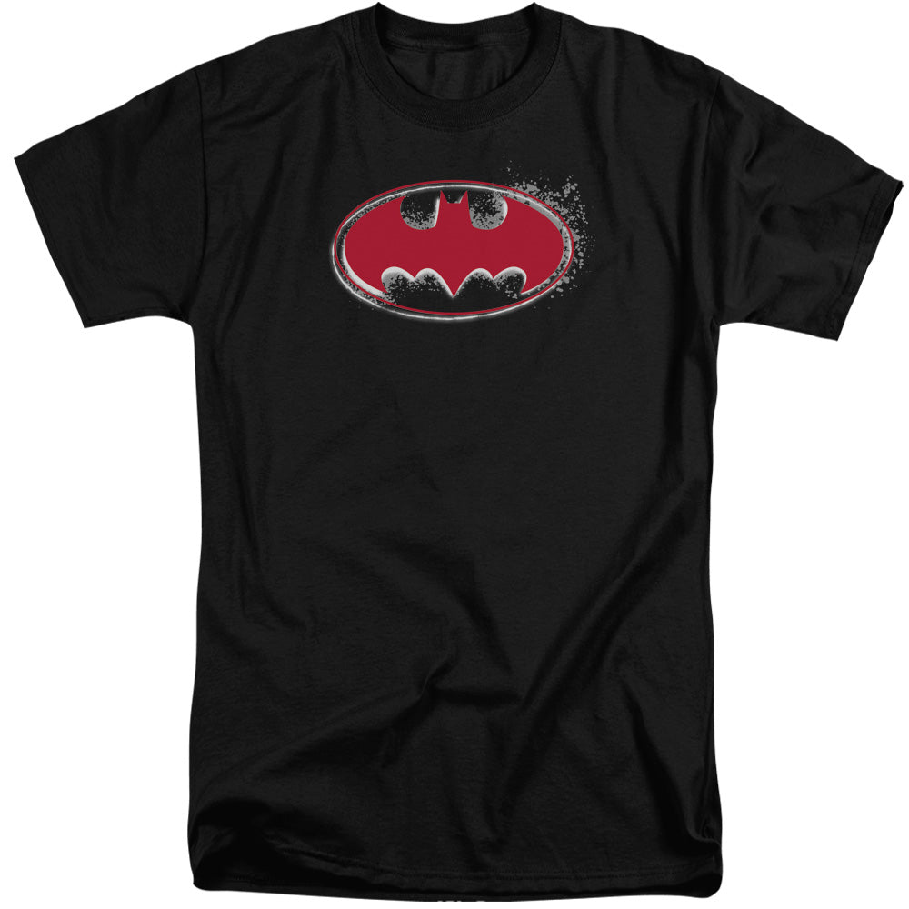 AN OFFCIALLY LICENSED BATMAN HARDCORE NOIR BAT LOGO MEN'S TALL FIT T-SHIRT BLACK