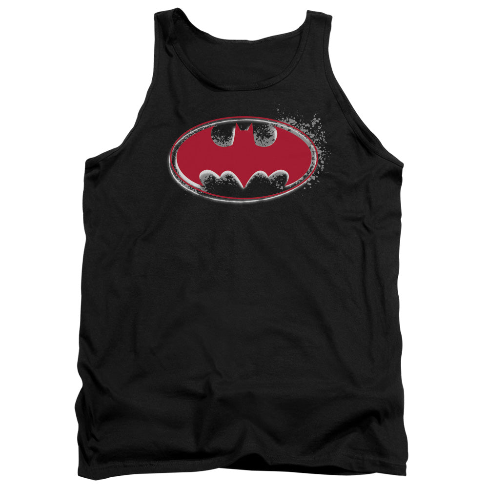 AN OFFCIALLY LICENSED BATMAN HARDCORE NOIR BAT LOGO ADULT UNISEX TANK TOP BLACK