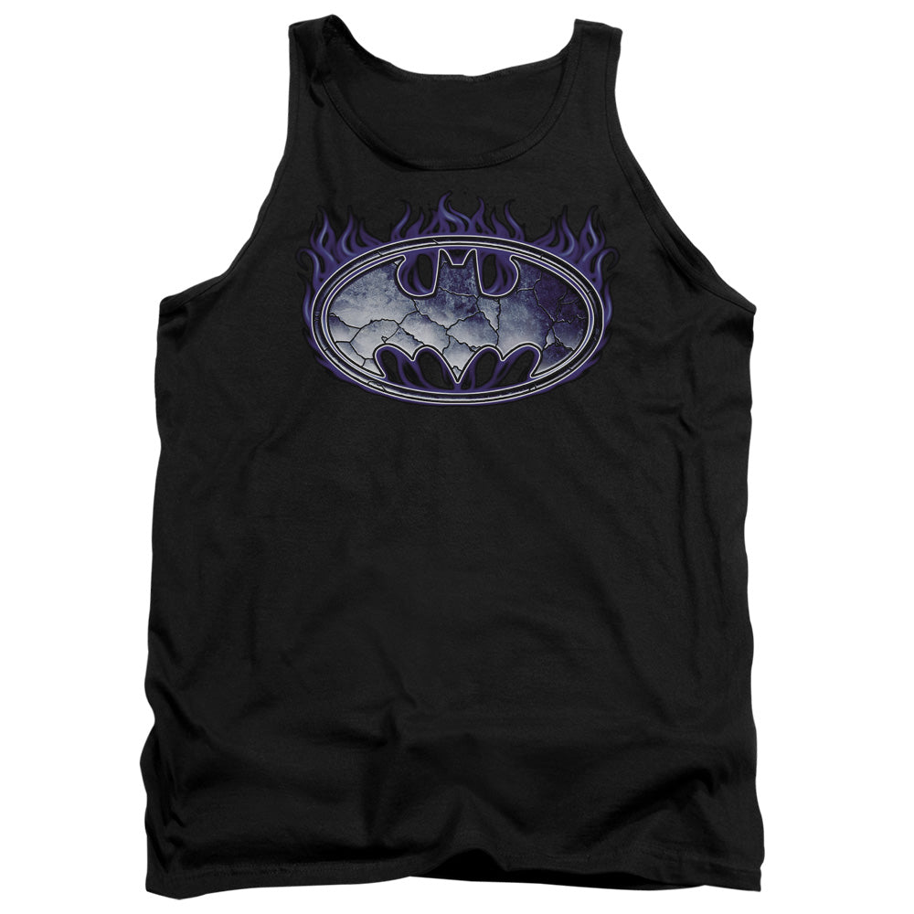 AN OFFCIALLY LICENSED BATMAN CRACKED SHIELD ADULT UNISEX TANK TOP BLACK