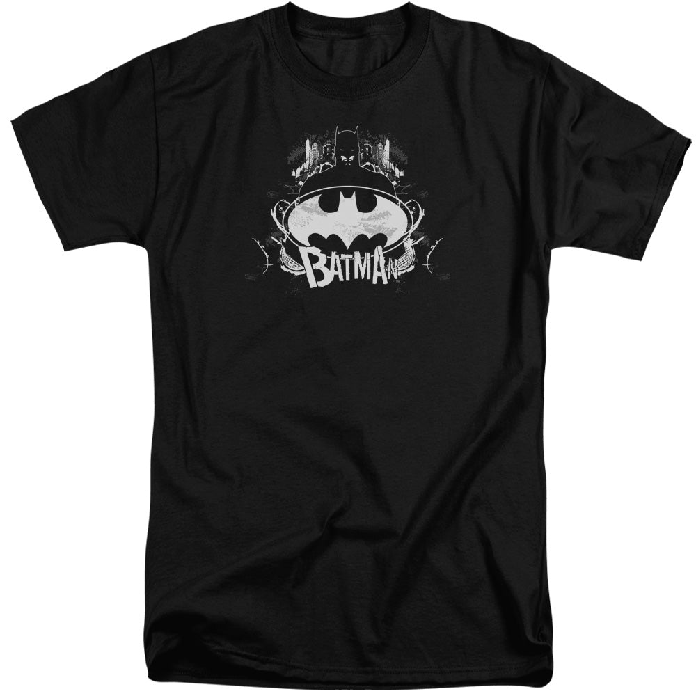 AN OFFCIALLY LICENSED BATMAN GRIM & GRITTY MEN'S TALL FIT T-SHIRT BLACK