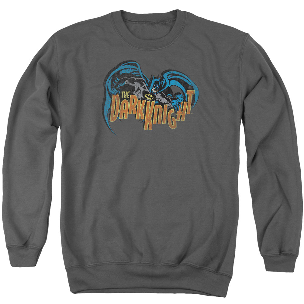 AN OFFCIALLY LICENSED BATMAN RETRO DARK KNIGHT ADULT UNISEX CREWNECK SWEATSHIRT CHARCOAL