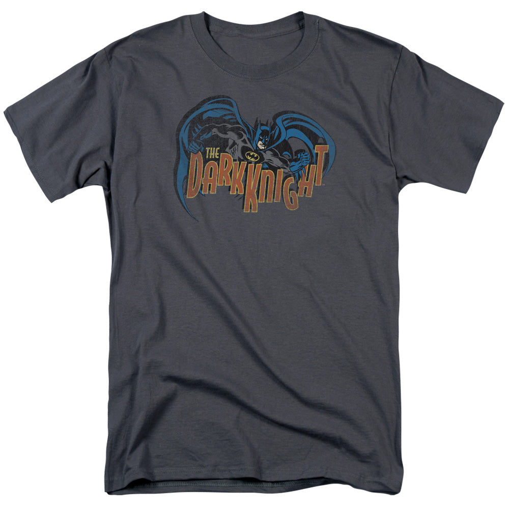 AN OFFCIALLY LICENSED BATMAN RETRO DARK KNIGHT MEN'S REGULAR FIT T-SHIRT CHARCOAL