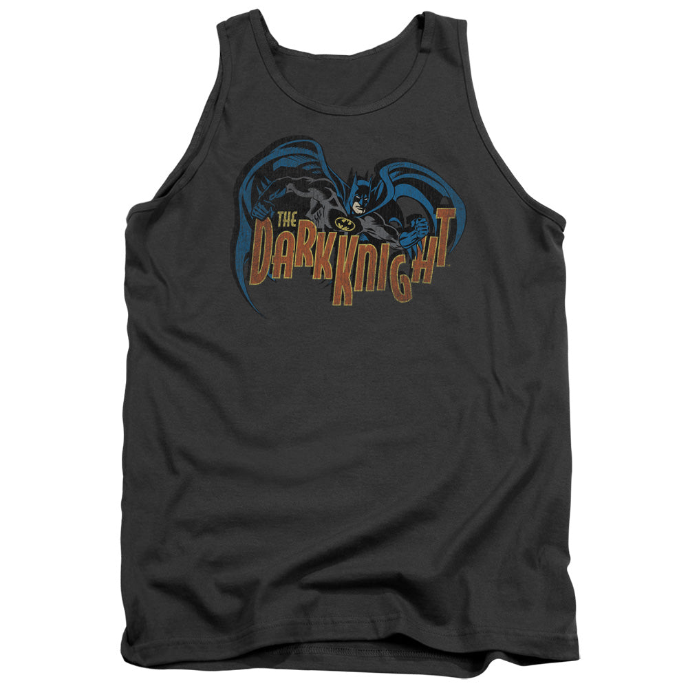 AN OFFCIALLY LICENSED BATMAN RETRO DARK KNIGHT ADULT UNISEX TANK TOP CHARCOAL
