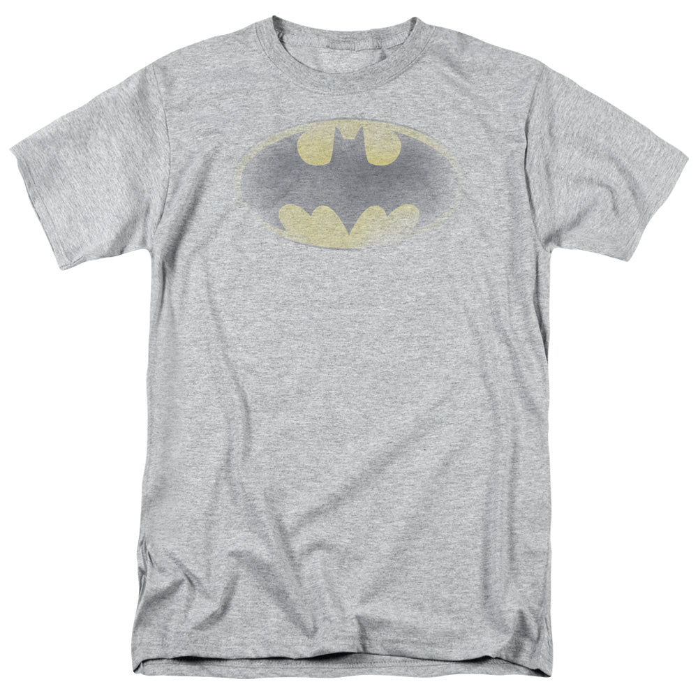 AN OFFCIALLY LICENSED BATMAN FADED LOGO MEN'S REGULAR FIT T-SHIRT ATHLETIC HEATHER
