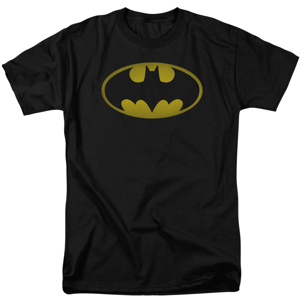 AN OFFCIALLY LICENSED BATMAN WASHED BAT LOGO MEN'S REGULAR FIT T-SHIRT BLACK