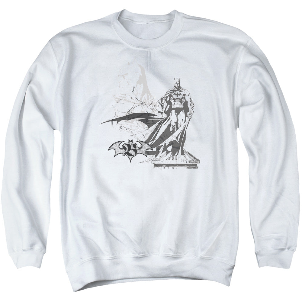 AN OFFCIALLY LICENSED BATMAN OVERSEER ADULT UNISEX CREWNECK SWEATSHIRT WHITE