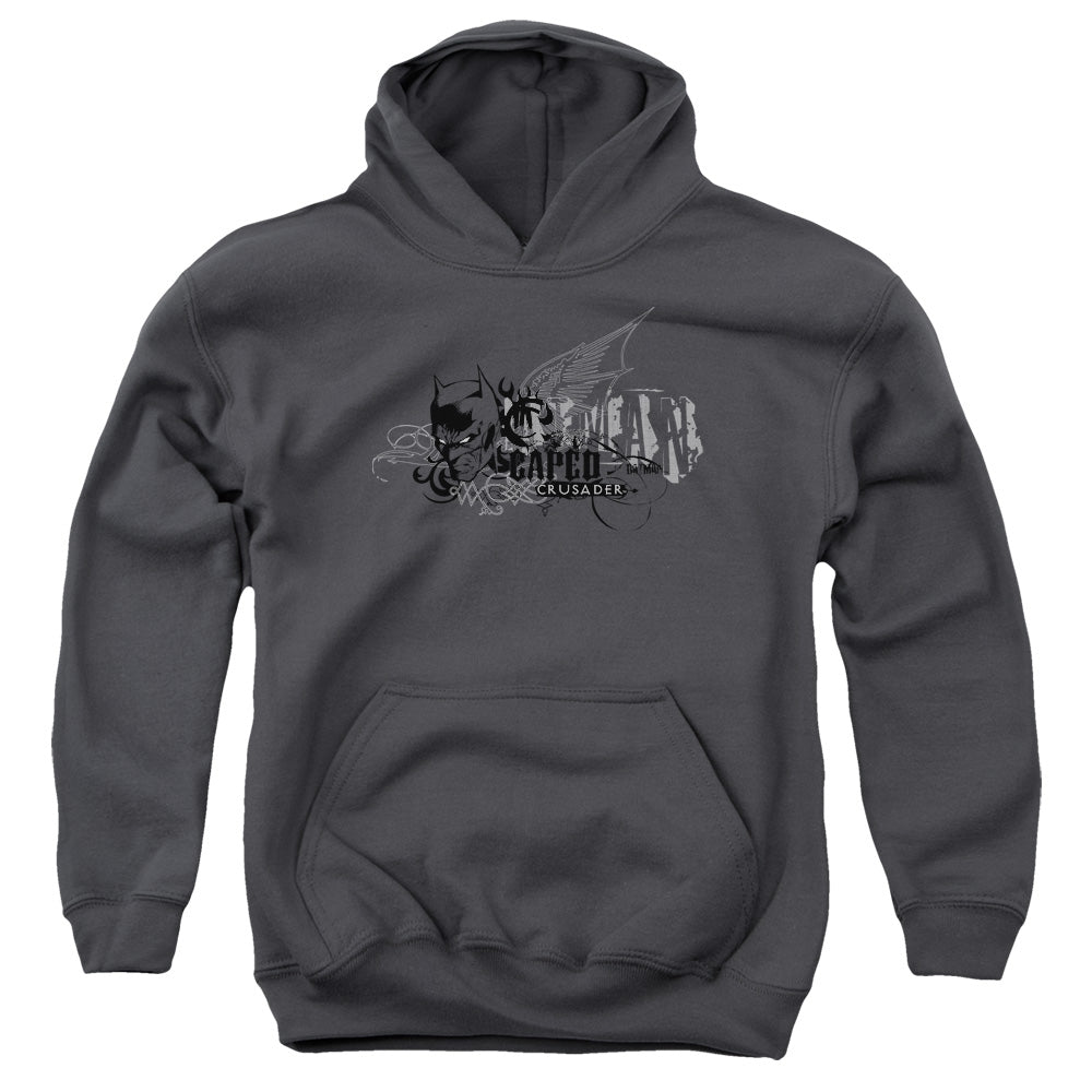 AN OFFCIALLY LICENSED BATMAN URBAN CRUSADER YOUTH HOODIE CHARCOAL