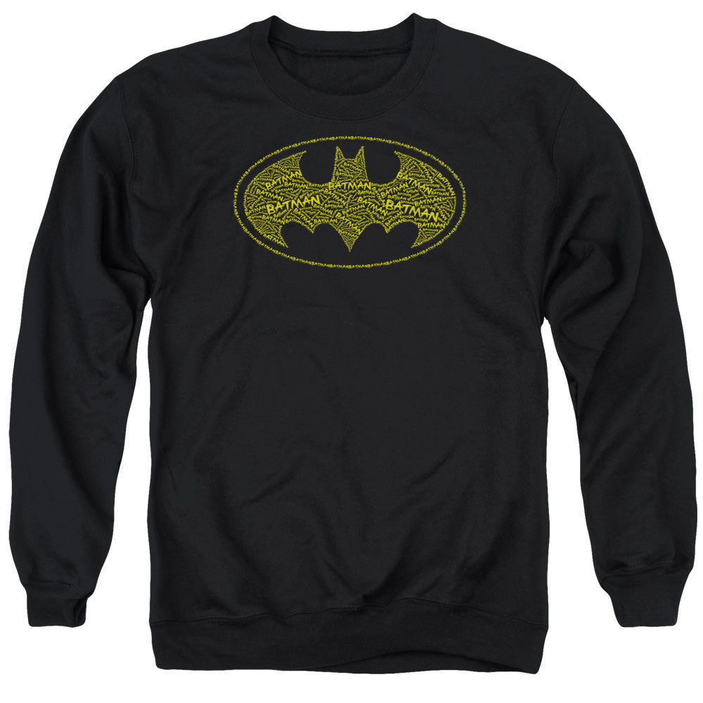AN OFFCIALLY LICENSED BATMAN TYPE LOGO ADULT UNISEX CREWNECK SWEATSHIRT BLACK
