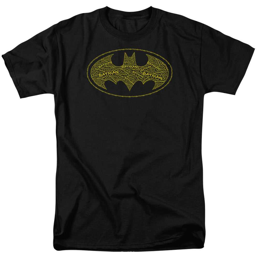 AN OFFCIALLY LICENSED BATMAN TYPE LOGO MEN'S REGULAR FIT T-SHIRT BLACK