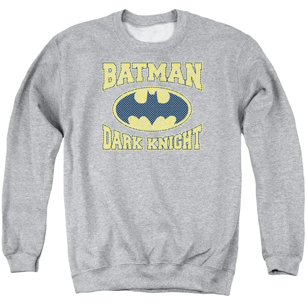 AN OFFCIALLY LICENSED BATMAN DARK KNIGHT JERSEY ADULT UNISEX CREWNECK SWEATSHIRT ATHLETIC HEATHER