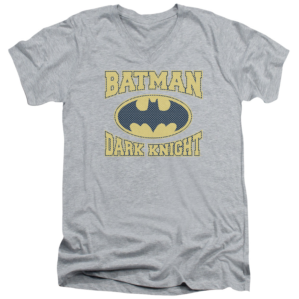 AN OFFCIALLY LICENSED BATMAN DARK KNIGHT JERSEY MEN'S V-NECK T-SHIRT ATHLETIC HEATHER