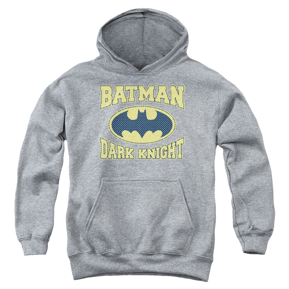 AN OFFCIALLY LICENSED BATMAN DARK KNIGHT JERSEY YOUTH HOODIE ATHLETIC HEATHER