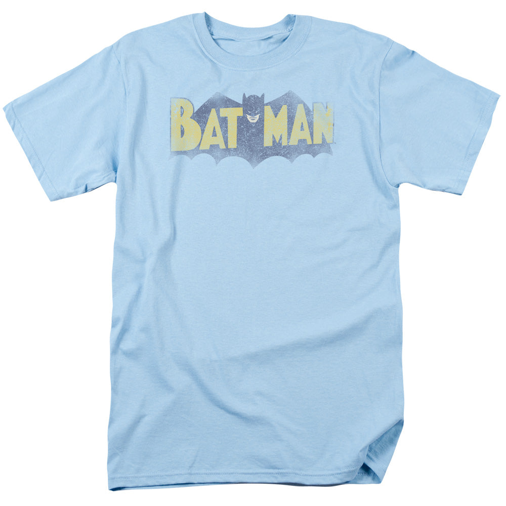 AN OFFCIALLY LICENSED BATMAN VINTAGE LOGO MEN'S REGULAR FIT T-SHIRT LIGHT BLUE