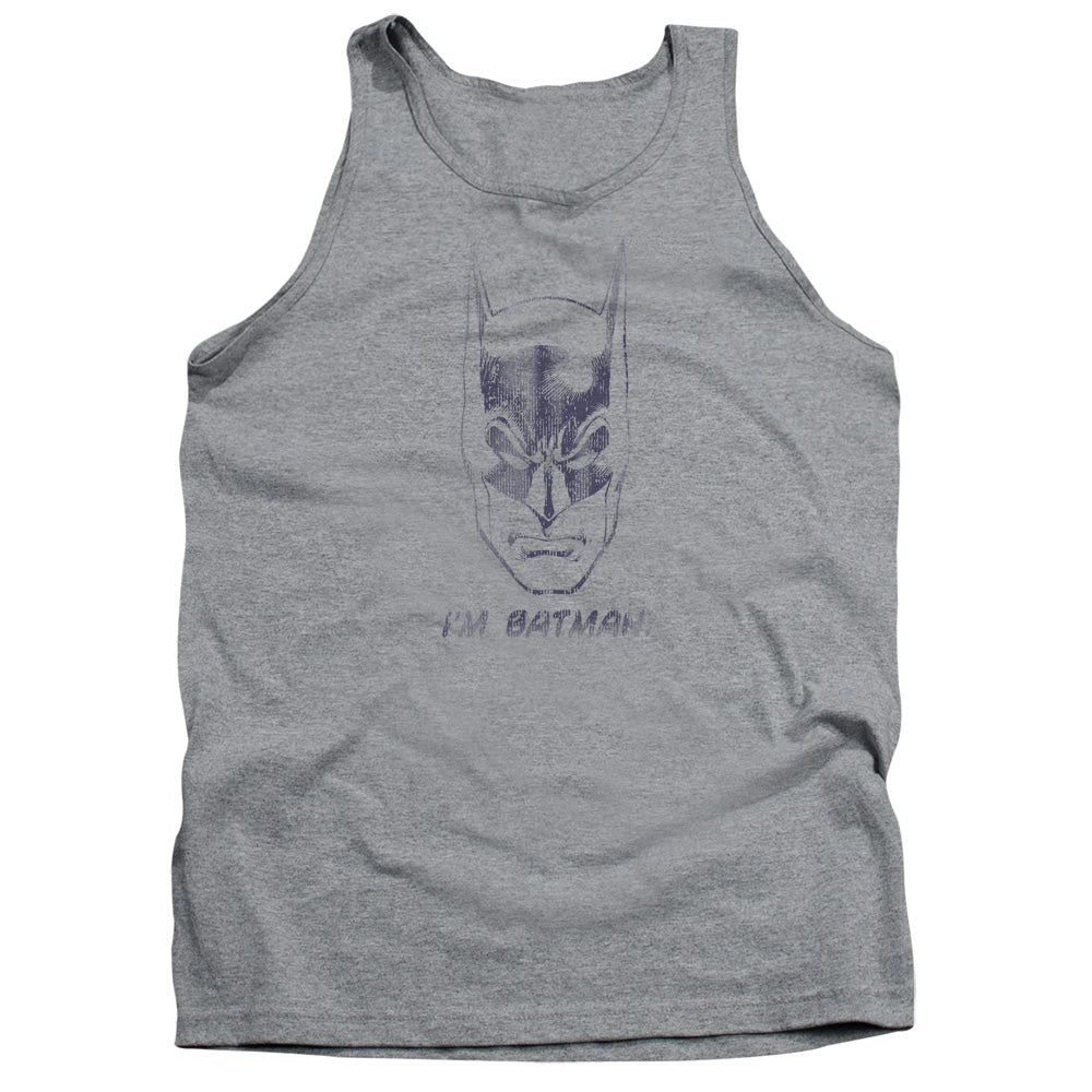 AN OFFCIALLY LICENSED BATMAN IM BATMAN ADULT UNISEX TANK TOP ATHLETIC HEATHER