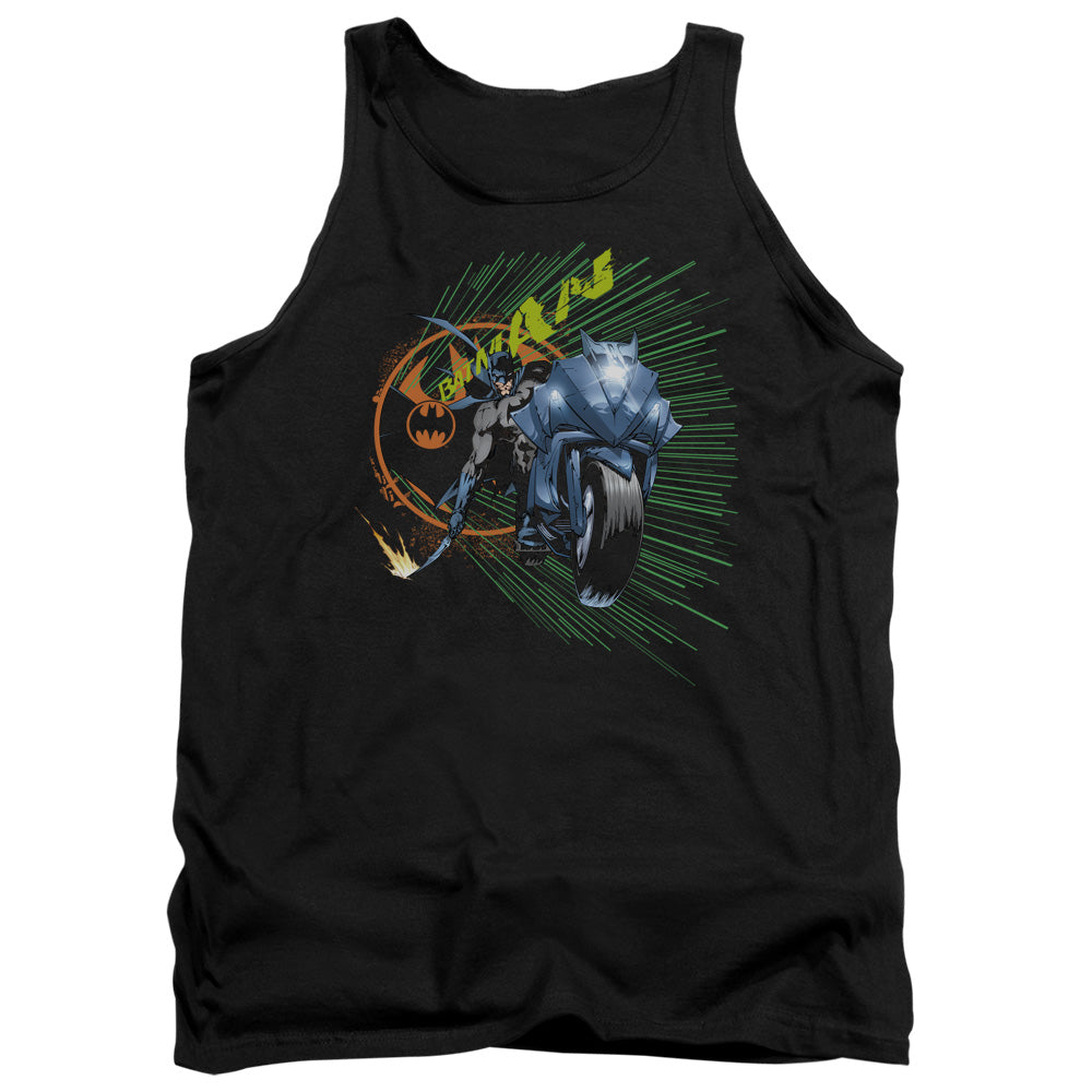 AN OFFCIALLY LICENSED BATMAN BATCYCLE ADULT UNISEX TANK TOP BLACK