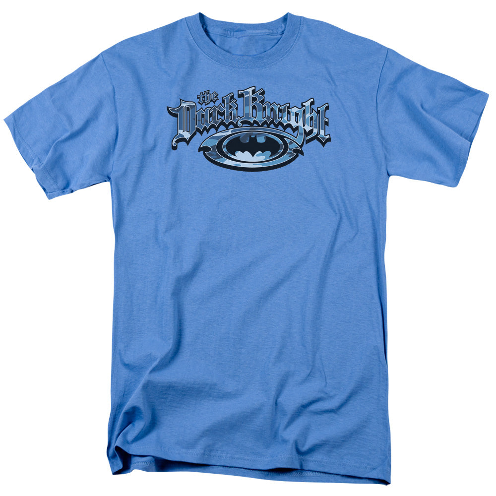 AN OFFCIALLY LICENSED BATMAN DARK KNIGHT BLUE CAMO MEN'S REGULAR FIT T-SHIRT CAROLINA BLUE