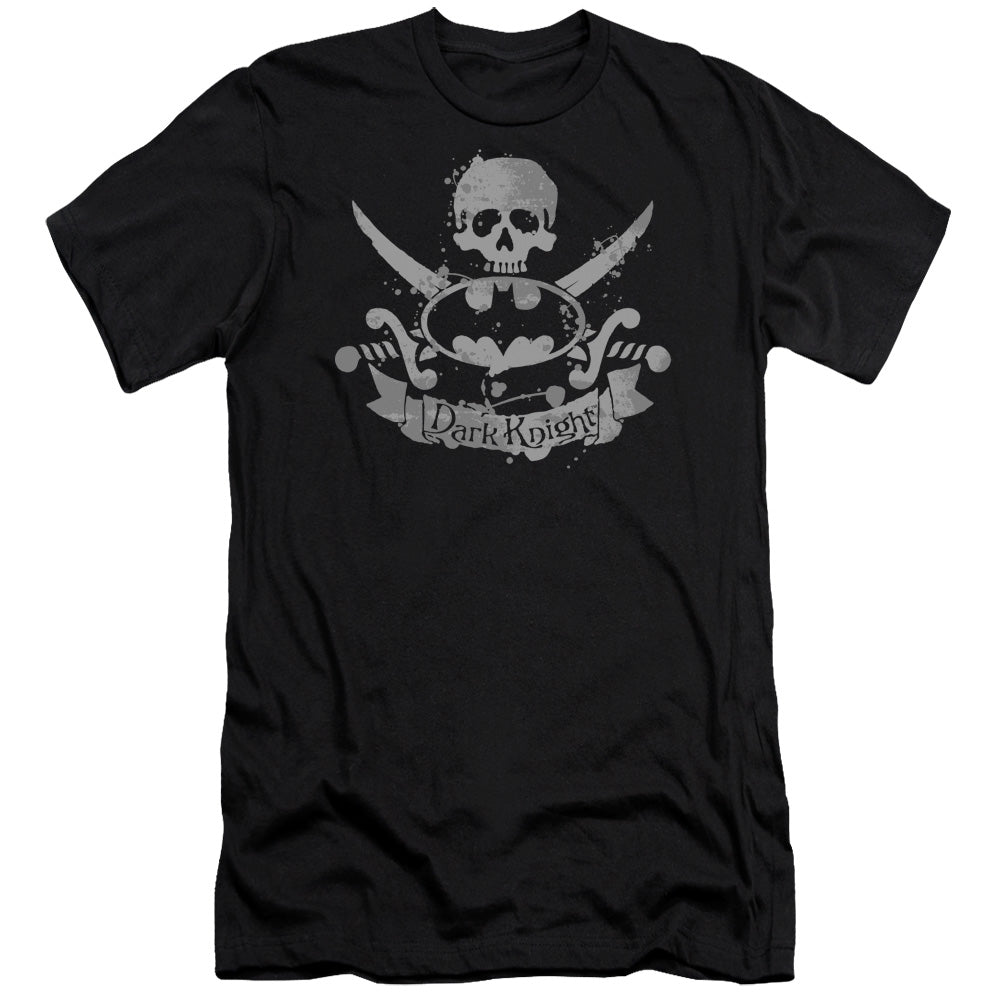 AN OFFCIALLY LICENSED BATMAN DARK PIRATE MEN'S PREMIUM SLIM FIT T-SHIRT BLACK