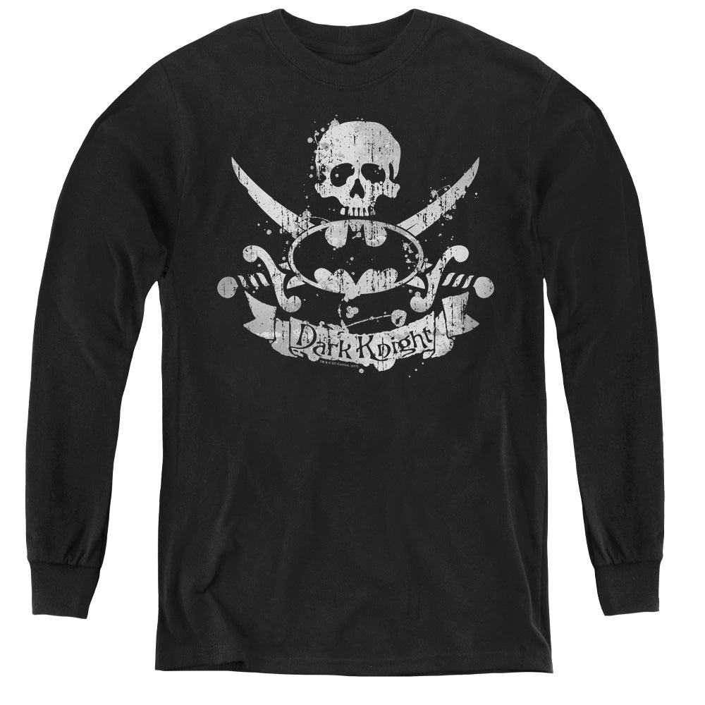 AN OFFCIALLY LICENSED BATMAN DARK PIRATE YOUTH LONG SLEEVE T-SHIRT BLACK