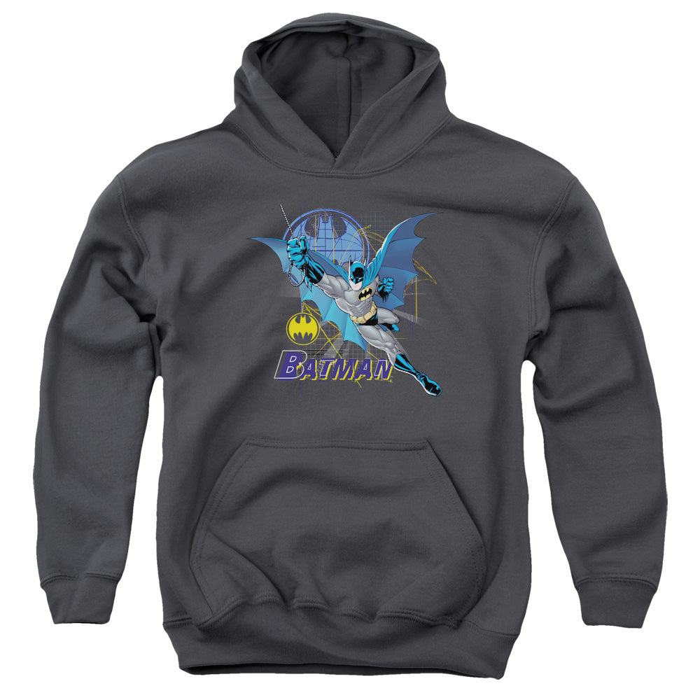 AN OFFCIALLY LICENSED BATMAN CAPE OUTSTRETCHED YOUTH HOODIE CHARCOAL