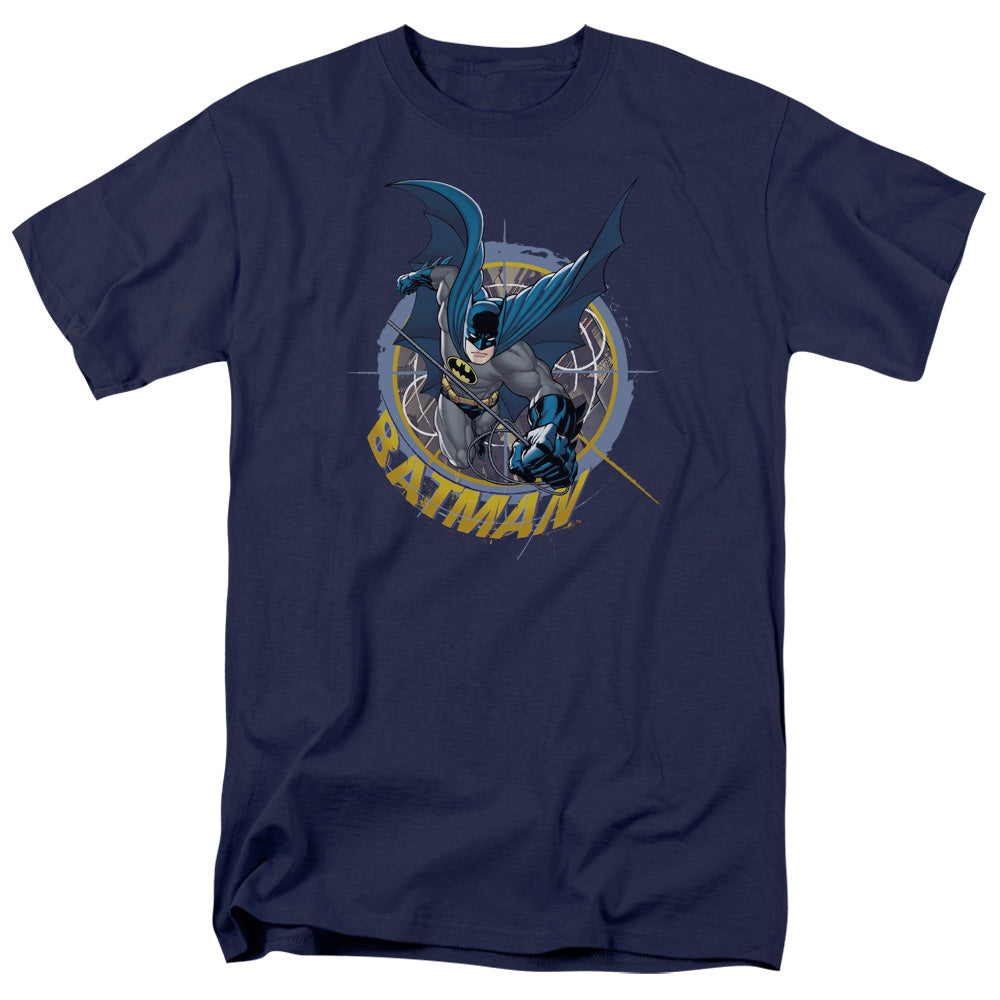 AN OFFCIALLY LICENSED BATMAN IN THE CROSSHAIRS MEN'S REGULAR FIT T-SHIRT NAVY