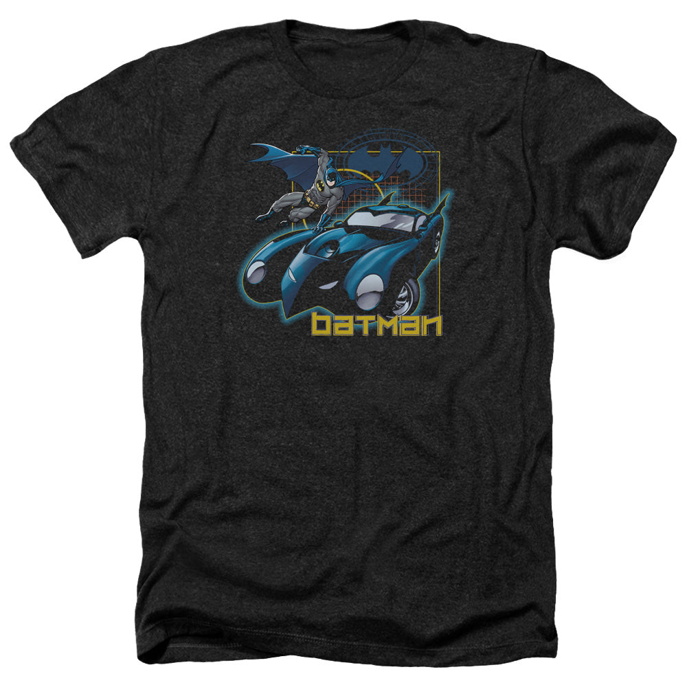 AN OFFCIALLY LICENSED BATMAN NICE WHEELS MEN'S HEATHER T-SHIRT CHARCOAL